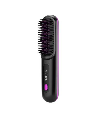 Straightener Iron Hair Straightening Tool Hot-Air Brushes Portable Straightening Brush Cordless Smooth Styler for Hairs Heat-Up Straightener for Men and Women Black