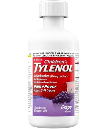 Children's Tylenol 4 oz 4 pk Grape Splash Flavor - Fast Relief for Kids - Buy Online on GoSupps.com