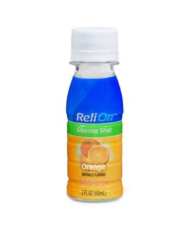 ReliOn Glucose Shot Orange Flavor - 2 Ounce - 15g of Fast Acting Carbs Per Bottle