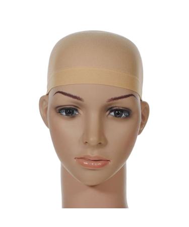 Wig Caps Stocking Caps For Wigs Stretchy Nylon Wig Caps For Women Beige (2pcs)