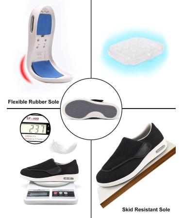 Elitechoice Men's Wide Width Diabetic Shoes with Adjustable Closure - Lightweight, Breathable Sneakers for Swollen Feet - Size 10 Wide, Black - Buy Online on GoSupps.com