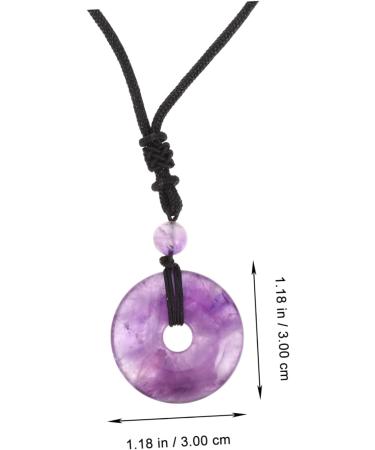Beaupretty Circular Gemstone Amulet Necklace with Safety Buckle - Portable Violet Pendant for Men & Women - Classic Cotton Thread Neck Chain - Buy Online on GoSupps.com