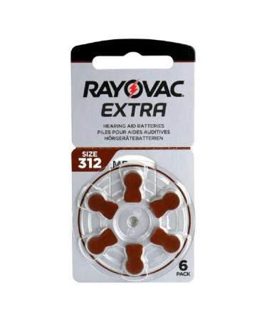 312 Rayovac Zinc Air Extra (Card of six Cells)