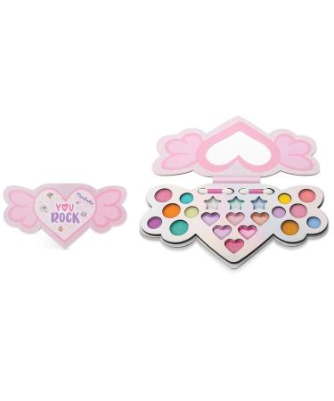 Martinelia Super Girl You Rock Children's Makeup Palette - Eyeshadow Palette for Children 12 Glitter Eyeshadows 3 Oily Shadows 6 Lipsticks & 2 Brushes No Harmful Products