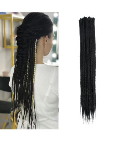 DSoar 20 inches 20 strands/Pack synthetic dreadlocks extensions thin 0.6cm crocheted braided hair soft dreads one-sided dreadlocks reggae hip-hop hippie style black 20inch-a color 1#