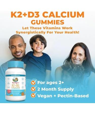 Vitamin K2 + D3 Calcium Gummies - Peach Mango & Apricot (60 Gummies) for Bone Health - Buy Online on GoSupps.com