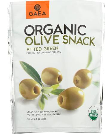 Gaea Organic Snack Pack Pitted Green Olives with Sea Salt and Lemon Juice - 2.3 oz (Pack of 8) …