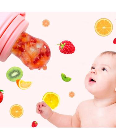 Baby Feeding Pacifier for Fruits - Food Grade Silicone Teether with Secure Cap - BPA Free - Boy & Girl - Cartoon Design - 4 Months+ (Pig - White Blue) - Buy Online on GoSupps.com