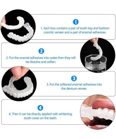 Brigtviee 2 Pairs of Dentures Cosmetic Snap Dentures for Upper and Lower Teeth Temporary Whiter Dentures for Women and Men Comfortable Clipin Veneers - Buy Online on GoSupps.com