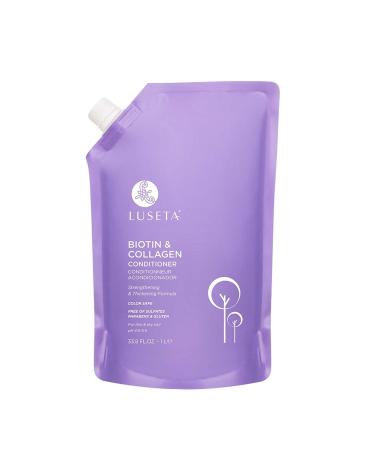 Luseta Biotin & Collagen Conditioner 33.8oz Pouch Thickening & Strengthening for Thin and Fine Hair, Hydrating Hair Growth—Repair Damaged Hair for Men and Women, Sulfate Free Biotin Conditioner Pouch 33.8 Fl Oz (Pack of 1)