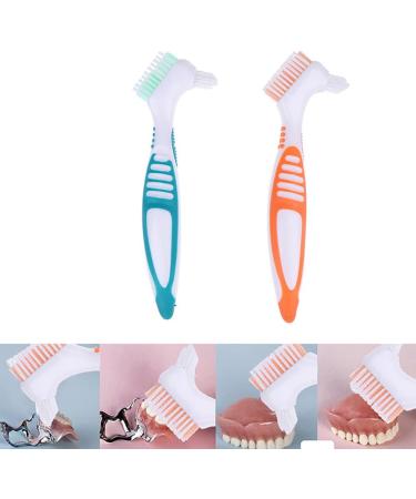Portable Denture Double Sided Brush - Dual Head Toothbrush for False Teeth Cleaning (2 Pieces) - Buy Online on GoSupps.com