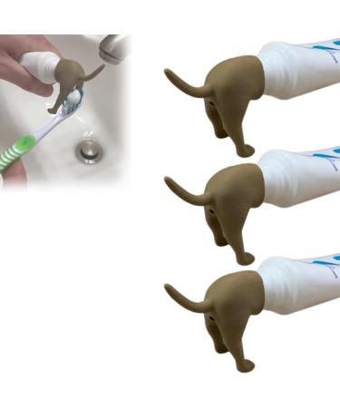 Pooping Dog Butt Toothpaste Topper Puppy Butt Toothpaste Cap Dispenser - Hilarious Gift for All Ages (Brown 3-Pack) Brown 3-Pack