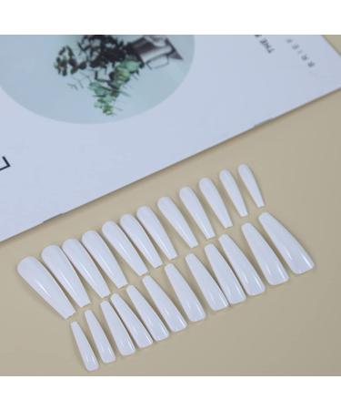 Rosy Finch XXL Extra Long Coffin Stick on Nails - White 2, Long Press Acrylic False Nails with Glue & File for Women - Buy Online on GoSupps.com