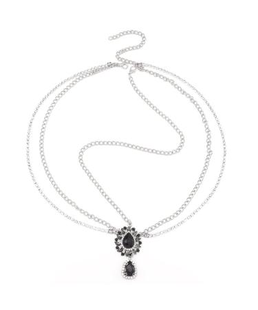 Black Crystal Catery Head Chain - Vintage Pendant Hair Jewelry for Women and Girls - Buy Online on GoSupps.com