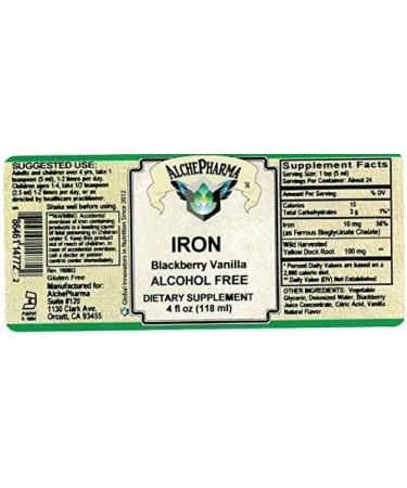 Iron Liquid Supplement - Gentle High Absorption Ferrous Bisglycinate Chelate - BlackBerry Vanilla 4 fl oz - Buy Online on GoSupps.com