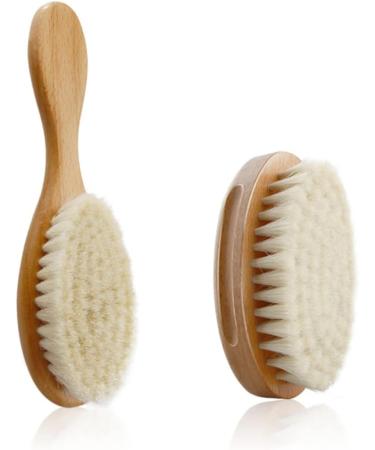 GLEAVI Natural Hair Brush Set for Baby | Soft Bristle Infant Hairbrush & Wooden Comb | Massage & Bath Brush Combo | 18X5CM White - Buy Online on GoSupps.com