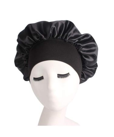 2Pcs Soft Satin Sleeping Cap Set for Women with Elastic Wide Band - Black and Red - Buy Online on GoSupps.com