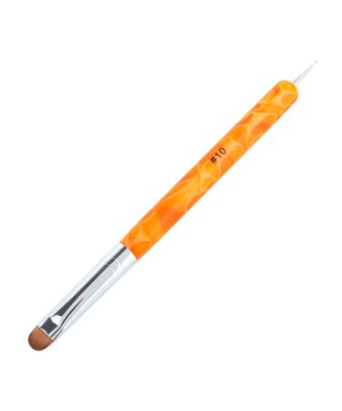 French Manicure Brush -Two Way Nail Art Brush with Dotting Manicure Tool for Manicure Cuticle Clean Up Nail Art Design- Professional Nail Salon Quality Brush Nail Dotting Pen (10# Orange) 10# Orange