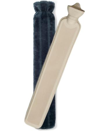 Brevian 2 Litre Large Hot Water Bottle with Soft Faux Fur Cover - Midnight Blue Long | UK - Buy Online on GoSupps.com