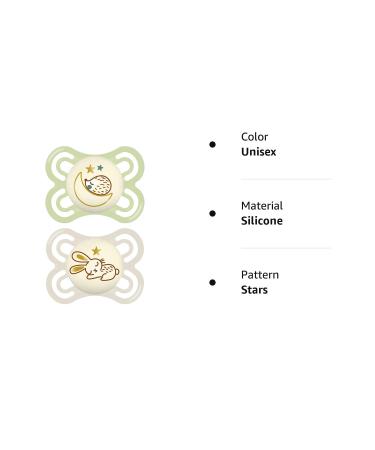 MAM Perfect Night Baby Pacifier 2 Pack - Glows in the Dark - Patented Nipple - 0-6 Months - Unisex - 2 Count - Buy Online on GoSupps.com