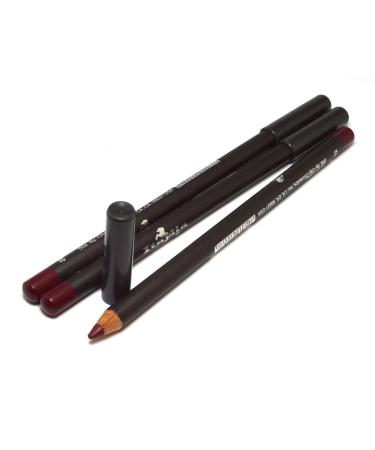 3 Pcs x Italia Deluxe 1057 Black Currant Ultra Fine Lip liner Pencil Lipliner Set + Free Zipper Bag Full Size