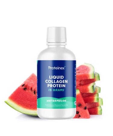 Proteinex Liquid Collagen Protein Supports Muscle and Joints Recovery - Liquid Collagen for Women and Men for Healthy Skin, Hair and Nails - No Carbs Ready to Drink Protein Drink (Watermelon) Watermelon 30 Fl Oz (Pack of 1)