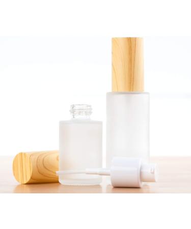 3 Pieces 60ml Refillable Frosted Glass Travel Bottles - Pump Dispenser & Wood Grain Lid - Ideal for Cosmetics & Toiletries - Buy Online on GoSupps.com