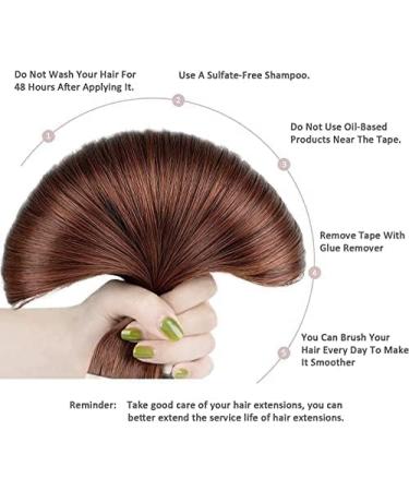 Hotlulana 20 Inch Dark Red Brown Tape Extensions - 100% Real Human Hair 50g 20pcs Invisible Skin Weft #33 - Buy Online on GoSupps.com