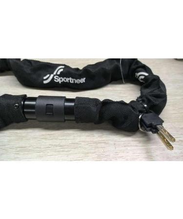 Sportne High-Safety Bicycle Lock - 8mm Hardened Steel Chain Lock for Motorcycle Bike Door Fence Grill & Scooter - Includes 2 Keys - Black 100cm - Buy Online on GoSupps.com