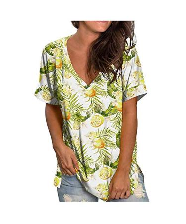 Women Tops Dressy Casual, Womens Tee Short Sleeve T-Shirts V-Neck Blusas para Mujer Casuales Y Elegantes Pullover Multicolor XX-Large