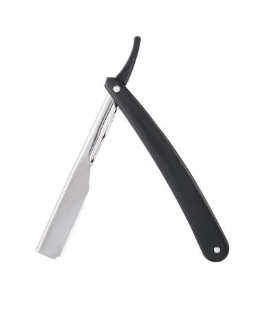 Barber Razor Razor Blade Straight Edge Hair Clipper Salon Folding Blade Razor with Blade Black (Black)