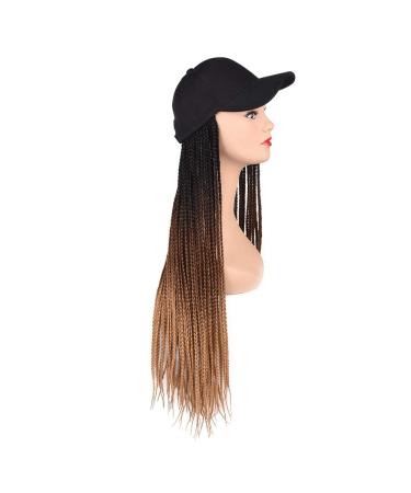 Yunkang Baseball Cap Wig Long Ombre Braids Hat with Synthetic Box Braiding Hair Extensions - Black/Brown/Light Brown (B-53) - Buy Online on GoSupps.com