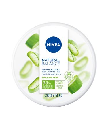 Nivea natural balance aloe vera all -purpose cream (200 ml) moisturizing vegan cream with organic aloe vera universal cream for face body and hands 200 ml (1 Pack)