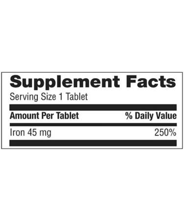 Iron Slow Release 45mg High Potency Ferrous Sulfate Tablets - 60 Count - Buy Online on GoSupps.com