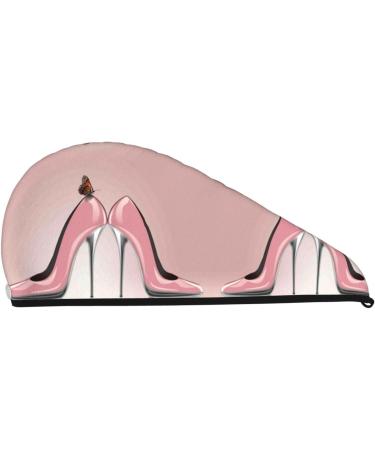 High Heel Shoes Butterfly Microfiber Hair Towel | Soft Super Absorbent Quick Dry Wrap for Long Curly & Thick Hair - Coral Velvet for Women - Buy Online on GoSupps.com