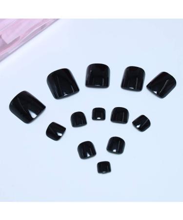 Buy Tseenyi Light Black Monochrome Artificial Toenails - 24 Fashion Square Complete Cover for Women & Girls - Perfect for Flawless Look - Buy Online on GoSupps.com