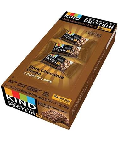 KIND Bars Breakfast Protein Dark Chocolate Cocoa 8 Pack - 2 Bars, 1.76 oz Each | Healthy Snack Option - Buy Online on GoSupps.com