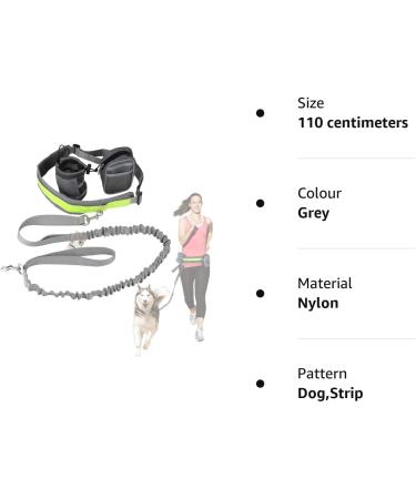 Cadrim Hands Free Dog Lead Walking Belt Ajustable Lead Dog Leash Waist Belt Pet Dog Leash Coupler Running Jogging Walking Dogs Lead Belt Adjustable with 2 Pack Bags and Reflective Strip 38kg (Grey) - Buy Online on GoSupps.com