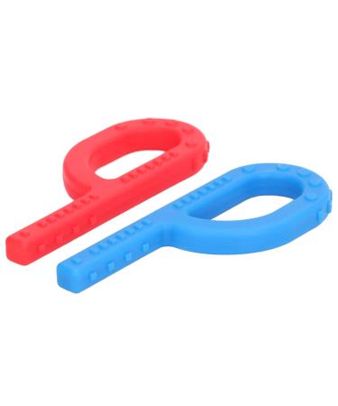 P Shaped Teething Stick Bright Color 2pcs Gum Relief Sensory Chewing Toy for Baby Unique Soft Silicone for Autism ADHD (Type A)