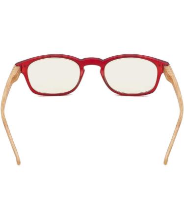 Eyekepper UV Protection Reading Glasses - Bamboo Look Anti-Reflective Red Frame & Yellow Tinted Lenses +3.0 - Buy Online on GoSupps.com
