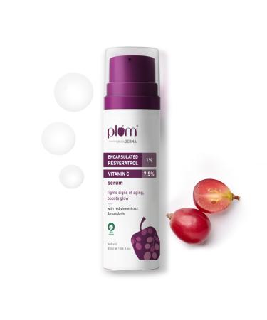 Plum 1% Encapsulated Resveratrol & 7.5% Vitamin C Face Serum | Fights Signs Of Ageing | Boosts Collagen Production | Lightweight & Quick-Absorbing | 100% Vegan | 50G (30.00 Ml (Pack Of 1) Red)