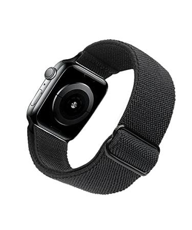 Arae Stretchy Watch Band Compatible for Apple Watch Band 45mm 44mm 42mm Comfortable Adjustable Sport Band for iWatch Series 7 6 5 4 SE 3 2 1 Women Men Black 42/44/45mm