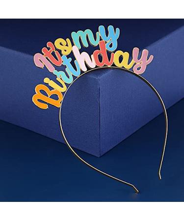 DOINIDAMI Colorful Gold Double Deck Birthday Headband for Girls and Women - Happy Birthday Hair Accessories - Buy Online on GoSupps.com