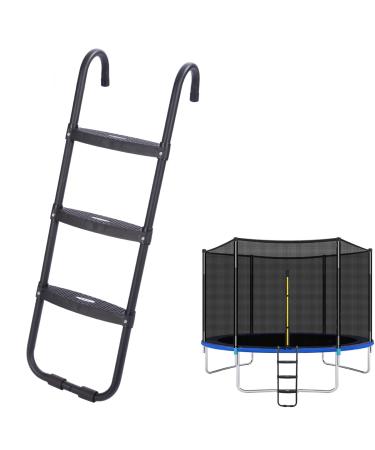 Trampoline Ladder, Upgrade Wide-Step Ladder for Trampoline, Universal Trampoline Accessories and Parts, Heavy-Duty Steel Ladder with Non-Slip Plastic Steps, Durable and Easy Install (Three-Steps)