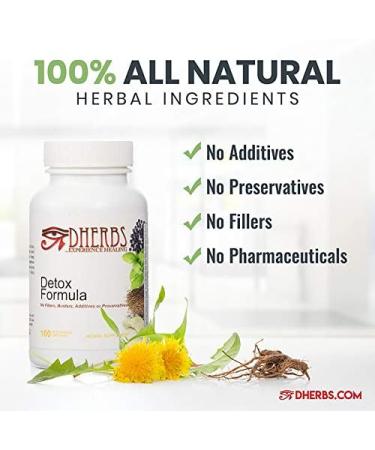 Dherbs Detox Formula with Dandelion Root - 100 Capsules | Herbal Body Cleanse Supplement - Buy Online on GoSupps.com