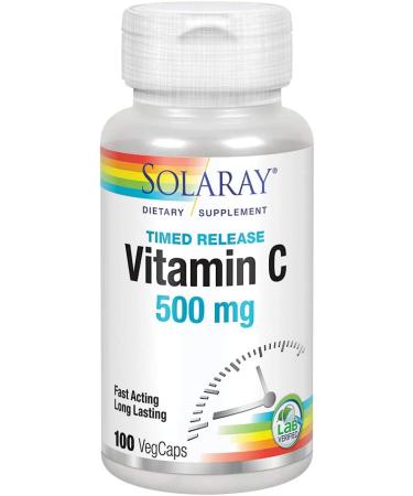 Solaray Vitamin C Time Release 500mg - 100 Vegan Capsules | Immune Support & Antioxidant - Buy Online on GoSupps.com