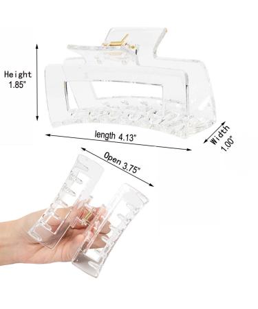 Kitiin Clear Hair Claw Clips - 3 Pack Transparent Hair Clips for Thick/Fine/Thin Hair - Strong Holding Teeth Interlocking - Large Jaw Clips for Women - Buy Online on GoSupps.com