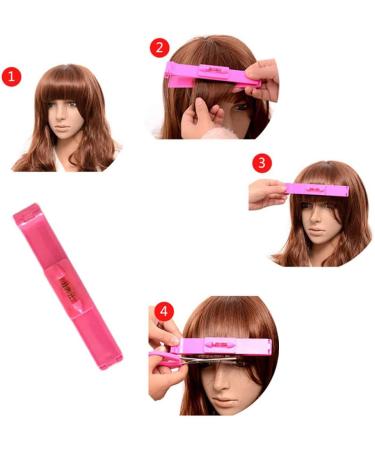 Hair Cutting Clip Tools Professional DIY Home Bangs Trimmer Styling Aid Clip Comb Hairstyle Typing Trim Ruler Kits for Layers Bangs Bobs Trims Split Ends (White/Pink) - Buy Online on GoSupps.com