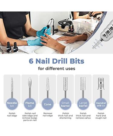 EZBeauty Pro Nail Drill Set 35000 RPM Electric Machine for Acrylic Nails - Efile Kit with 6 Bits, 30 Sanding Bands - Salon & Home Manicure Tools - Buy Online on GoSupps.com