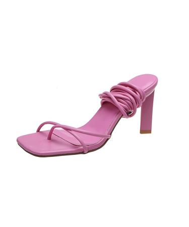 Yytcsjz women's shoes for cording with all-round strap open toes cliff toe correction open toe soft PU leather for comfortable parties and evenings (color: pink size: 38 EU) 38 EU pink